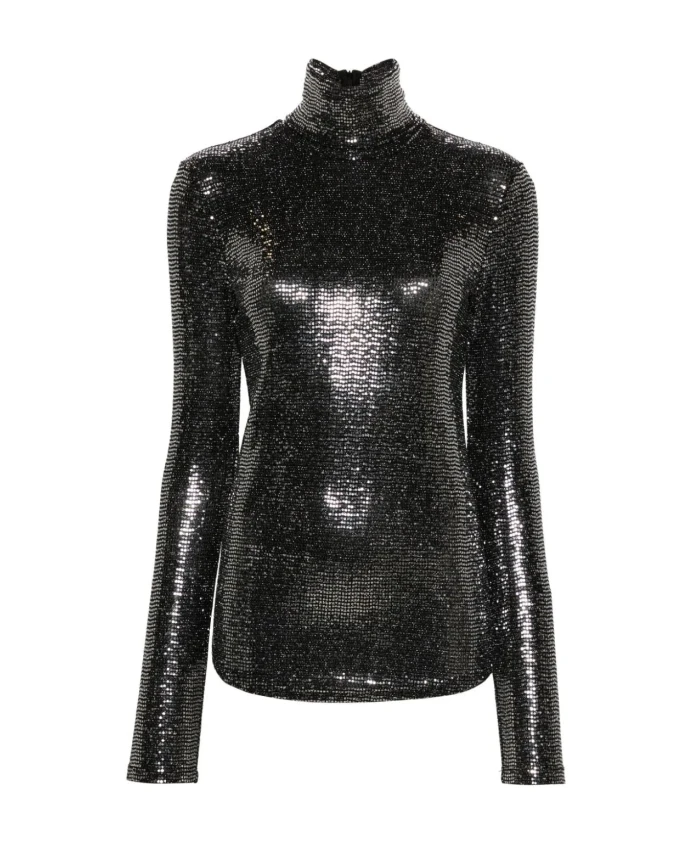 

Топ с воротником-стойкой и пайетками Isabel Marant, черный