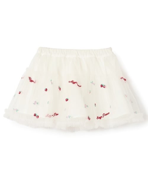 Юбка из тюля с вышивкой в виде клубники Mezzo piano, Off white