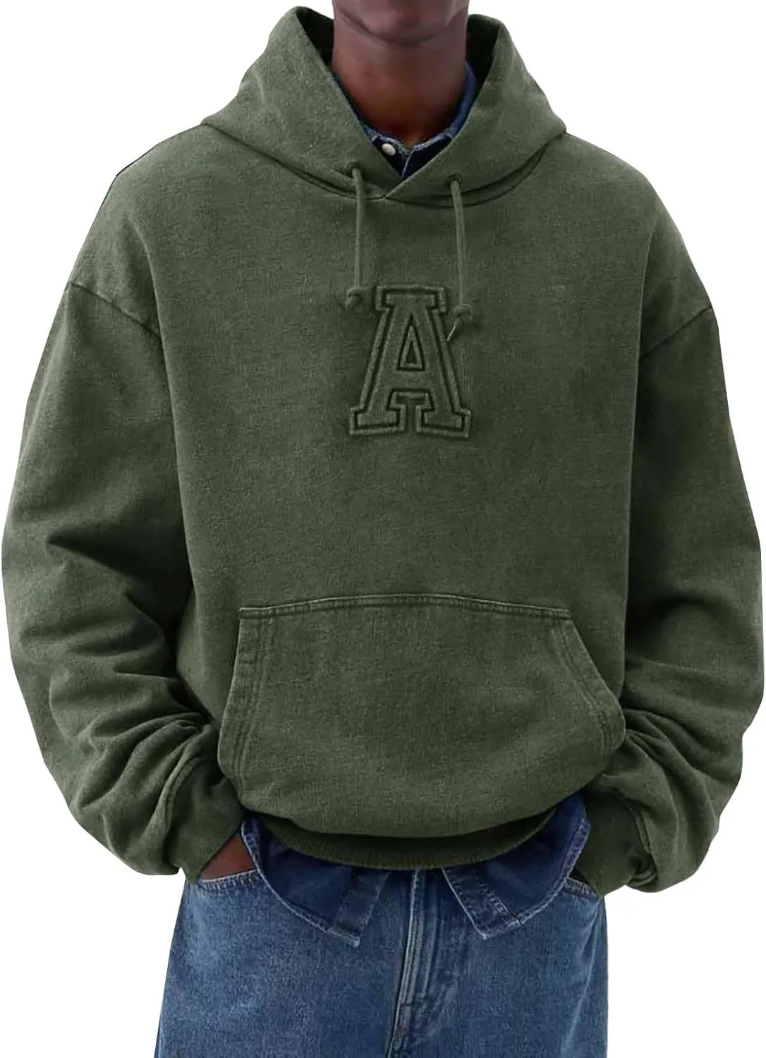 

Мужской ретро-худи CRNTCEM зимнее утепленное оверсайз