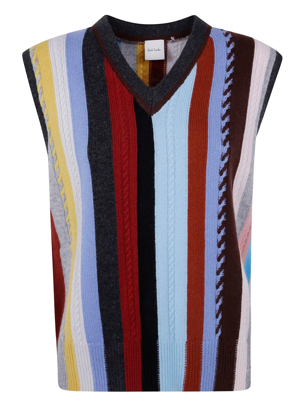 

Кофта вязаной текстуры с фирменным принтом в полоску Paul Smith, черный
