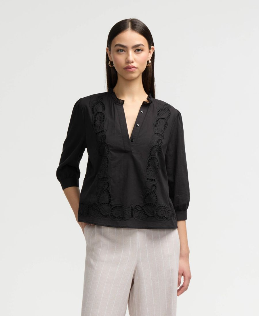 

Женская блузка с вышитой отделкой NVLT, Black