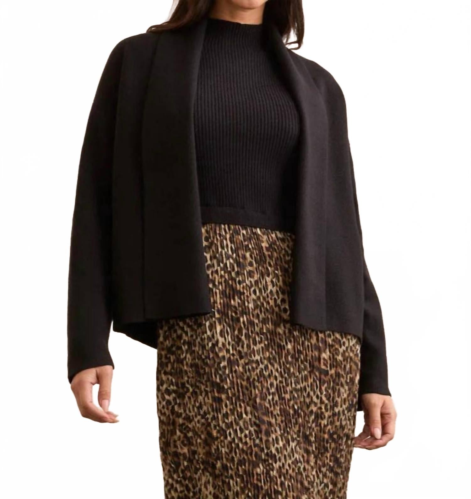 

TRIBAL Тканый кардиган с воротником-шалью, двойной вязки, черный