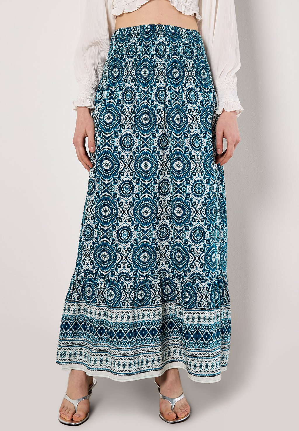 

Юбка макси BATIK PRINT SMOCKED Apricot, синий
