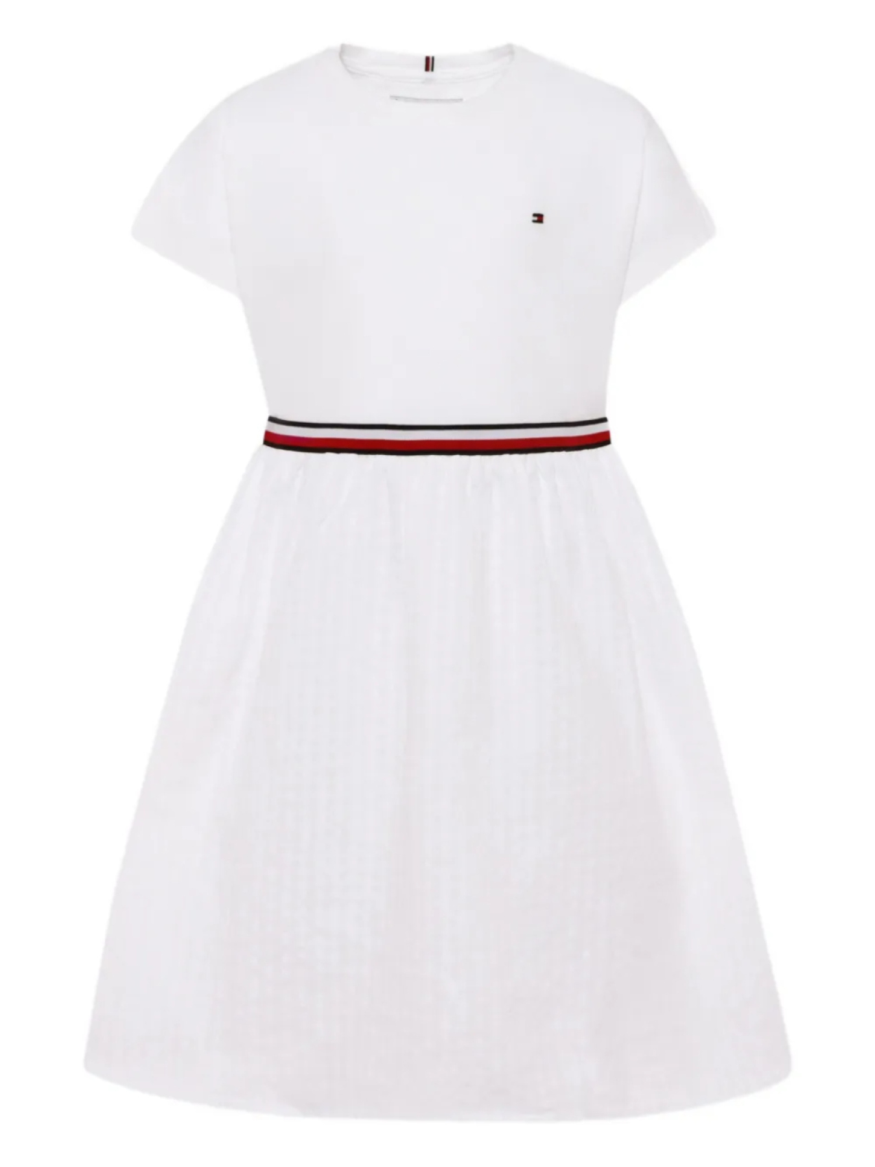 

Платье Tommy Hilfiger Junior с юбкой в клетку и короткими рукавами, белый