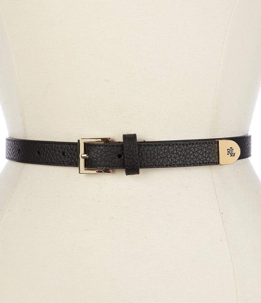 

Лорен Ральф Лорен 0,75Узкий ремень из шагреневой кожи Lauren Ralph Lauren, черный