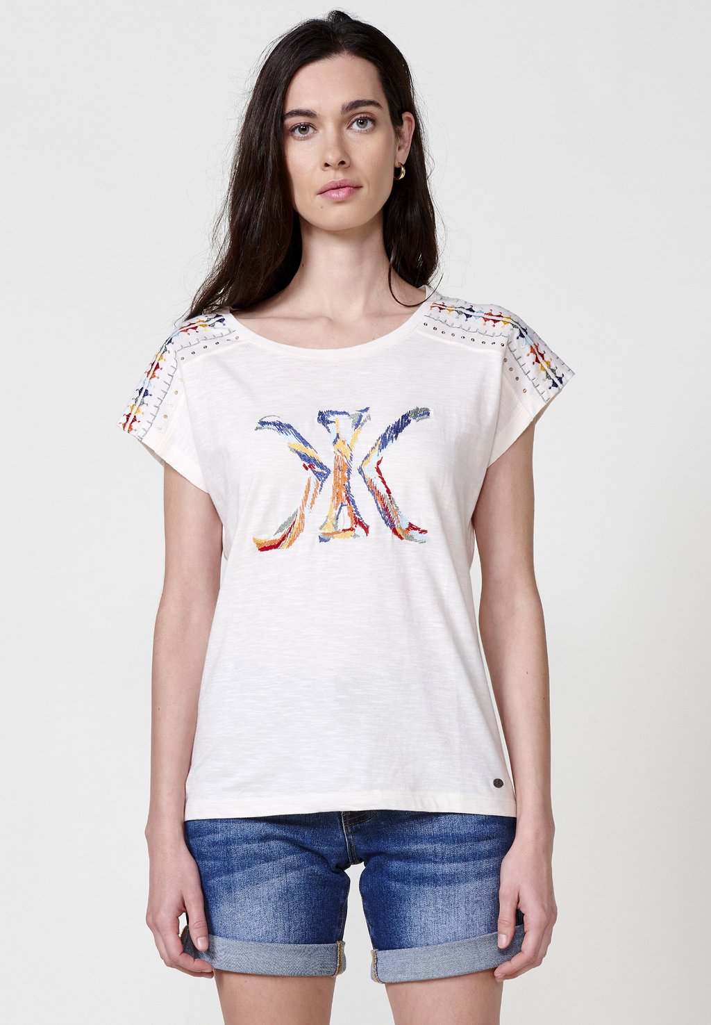 

Футболка с принтом SHORT-SLEEVED Koroshi, молочный