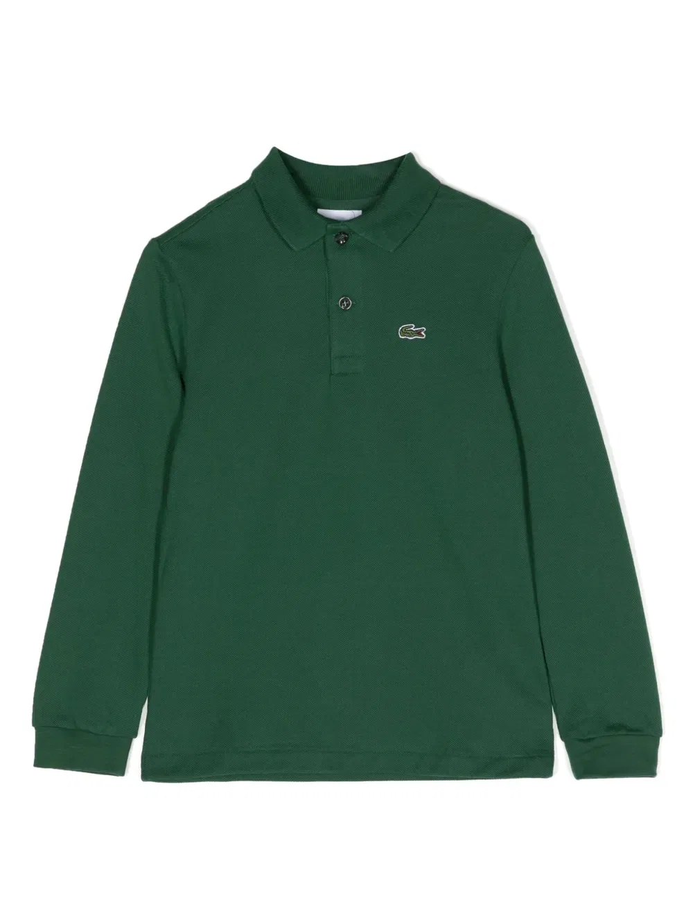 Хлопковая рубашка-поло с вышитым логотипом Lacoste Kids, зеленый