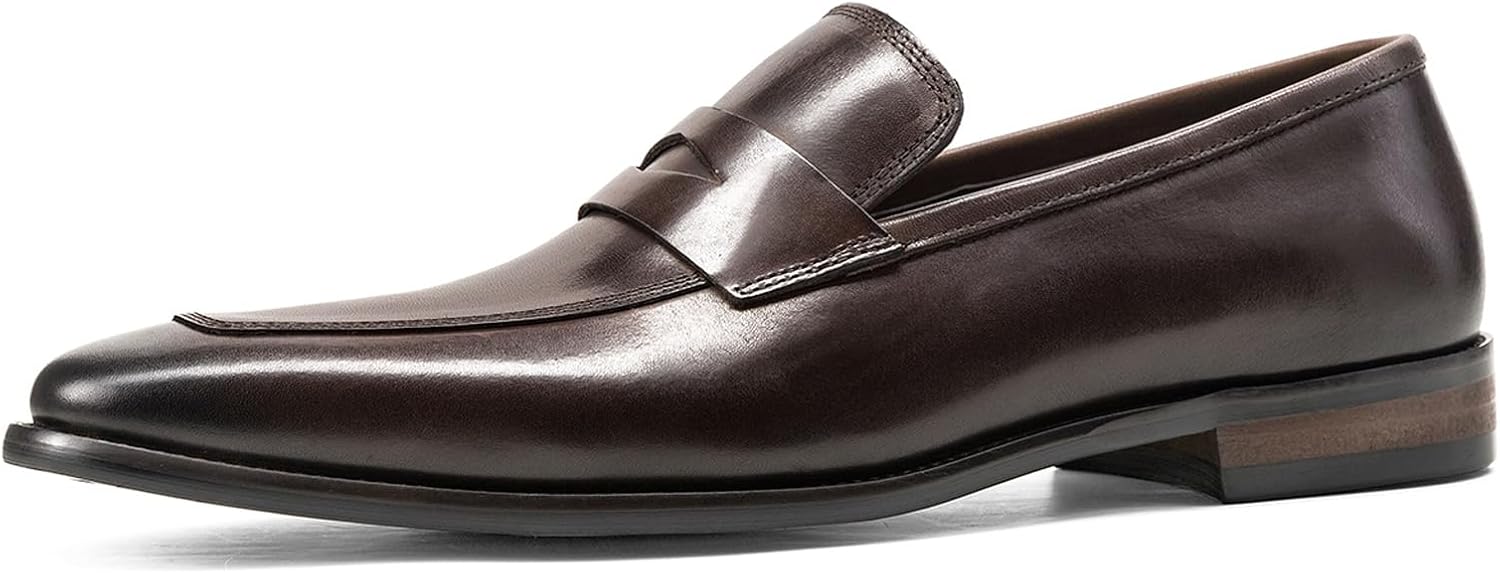 

Мужские кожаные лоферы WinDhana с отделением для монет - Лоферы с квадратным носком без шнуровки, Ручная работа, модель 361-01, Coffee