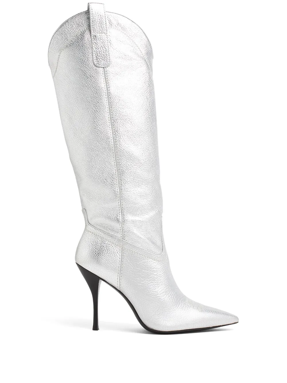 Ковбойские сапоги с эффектом металлик Stuart Weitzman, серебяный