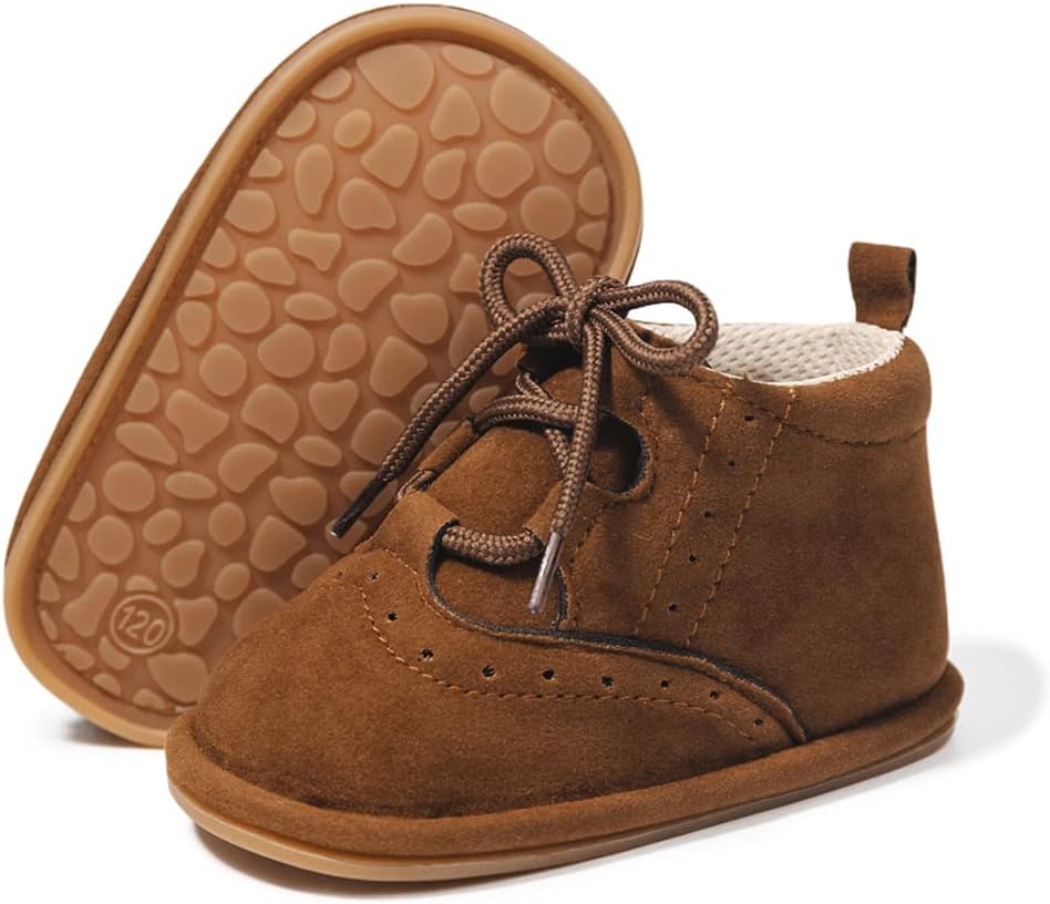 

Пинетки Meckior для новорожденных, универсальные для девочек и мальчиков, бархатные, с резиновой противоскользящей подошвой, утепленные флисом, теплые зимние ботиночки для малышей, первые шаги, A22/Brown