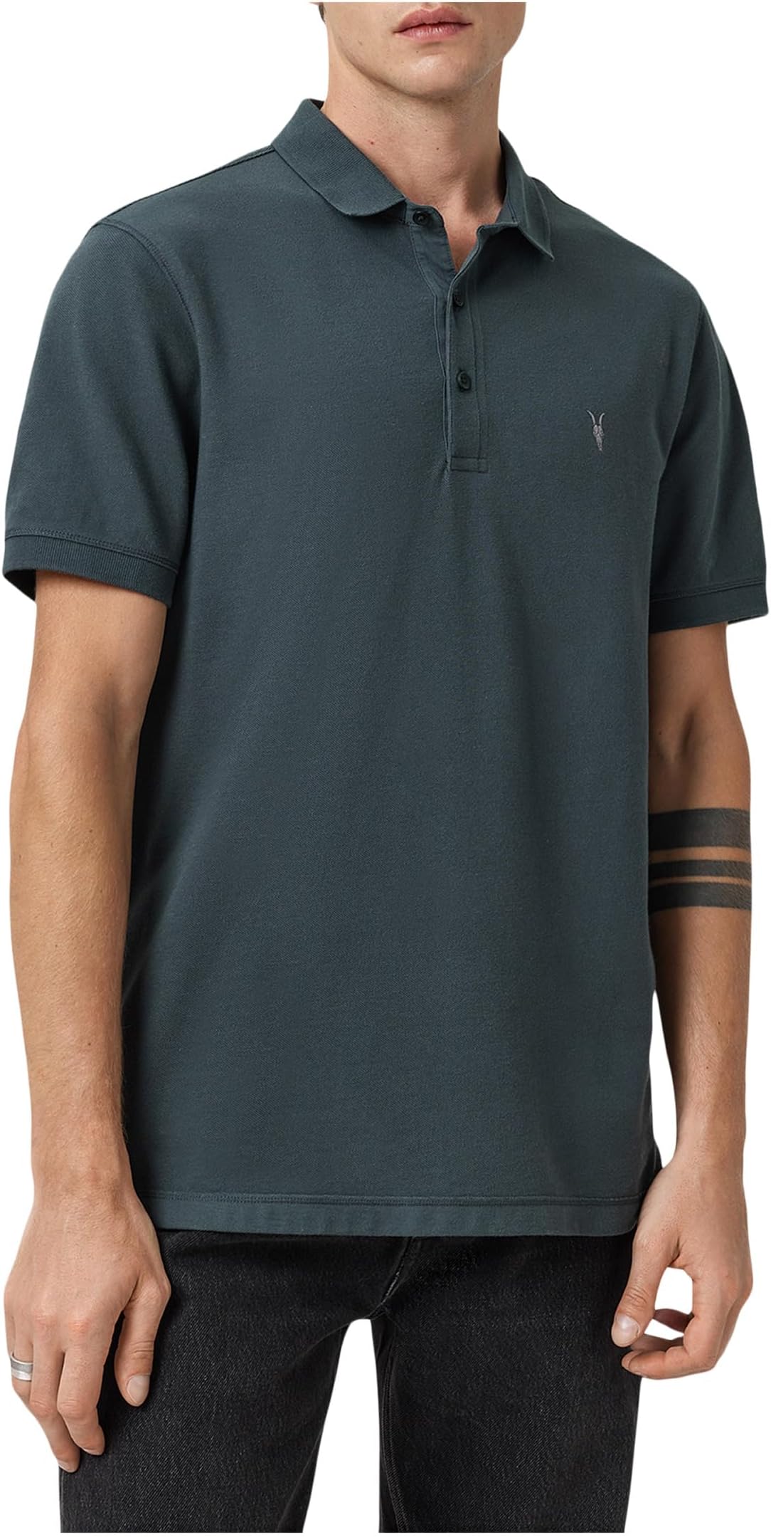 

Поло AllSaints Reform Short Sleeve Polo, цвет Sunil Blue
