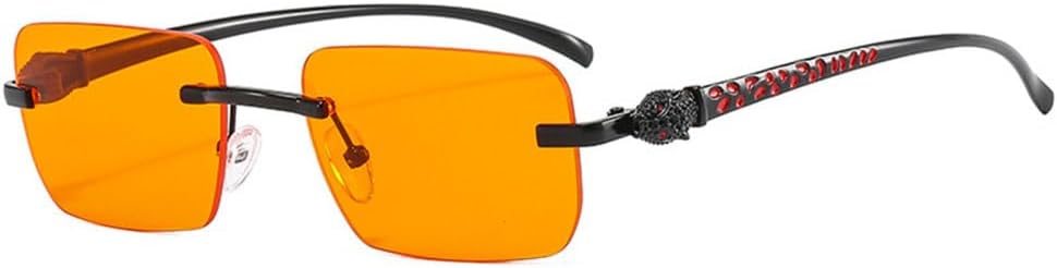 

Модные солнцезащитные очки без оправы прямоугольной формы для женщин с прозрачными линзами с градиентом цвета океана, а также уникальные солнцезащитные очки с принтом гепарда для мужчин TYUVIVO, Black Orange