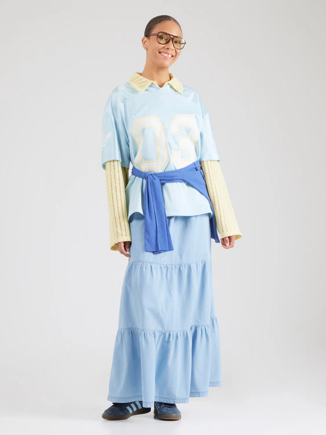 Юбка Adidas Originals Summer Glow из синего джинсового материала — фото 3