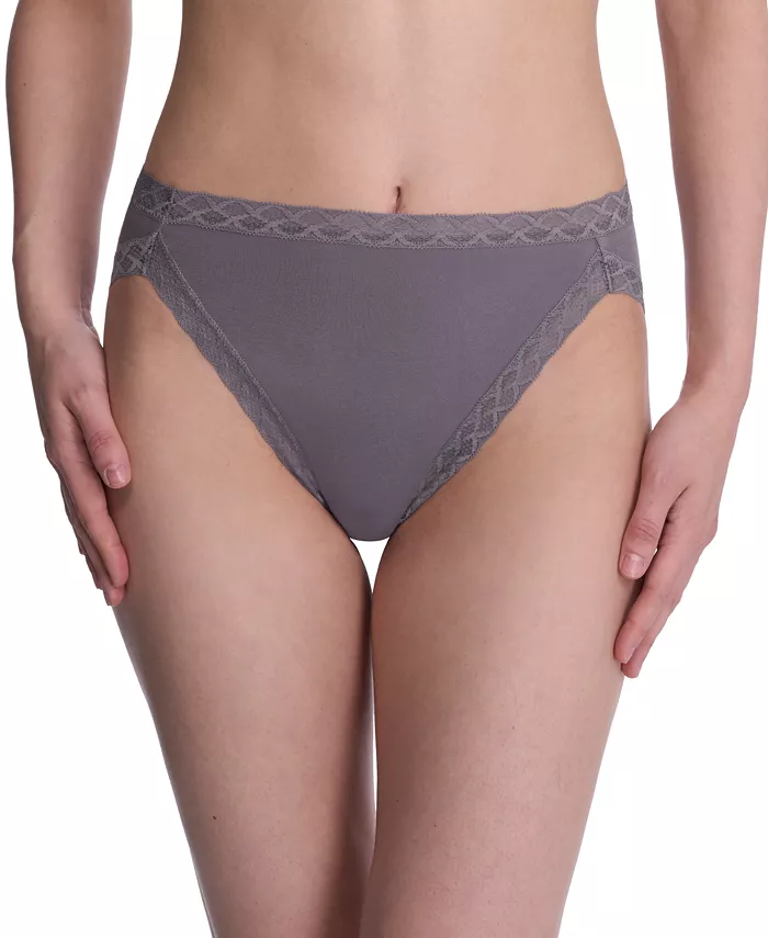 

Трусы Bliss Lace-Trim Cotton French-Cut Brief Underwear 152058 Natori, серебряный