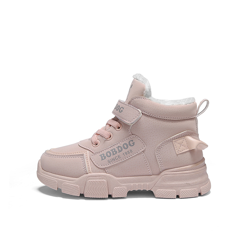 

Детские ботинки с высоким берцем, противоскользящие, противоударные, износостойкие, теплые BOBDOG, розовый