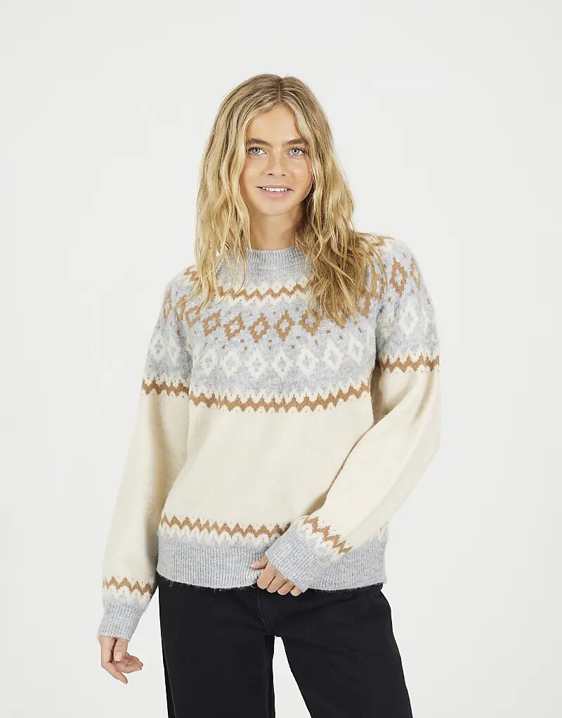 

Джемпер Brave Soul с круглым вырезом и узором «фэйр-айл» кремового цвета
