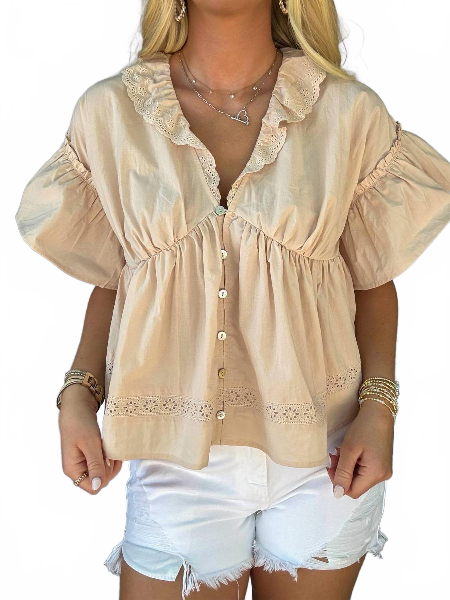 

Женский топ Babydoll Peplin цвета Ice Peach In February