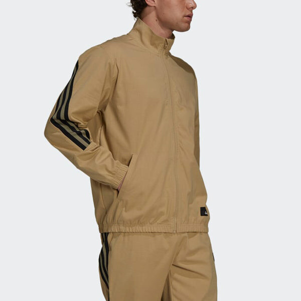 Куртка adidas M Future Icon Contrasting Colors Stripe Splicing Woven Stand Collar Sports Logo Jacket Khaki, мультиколор — фото 4