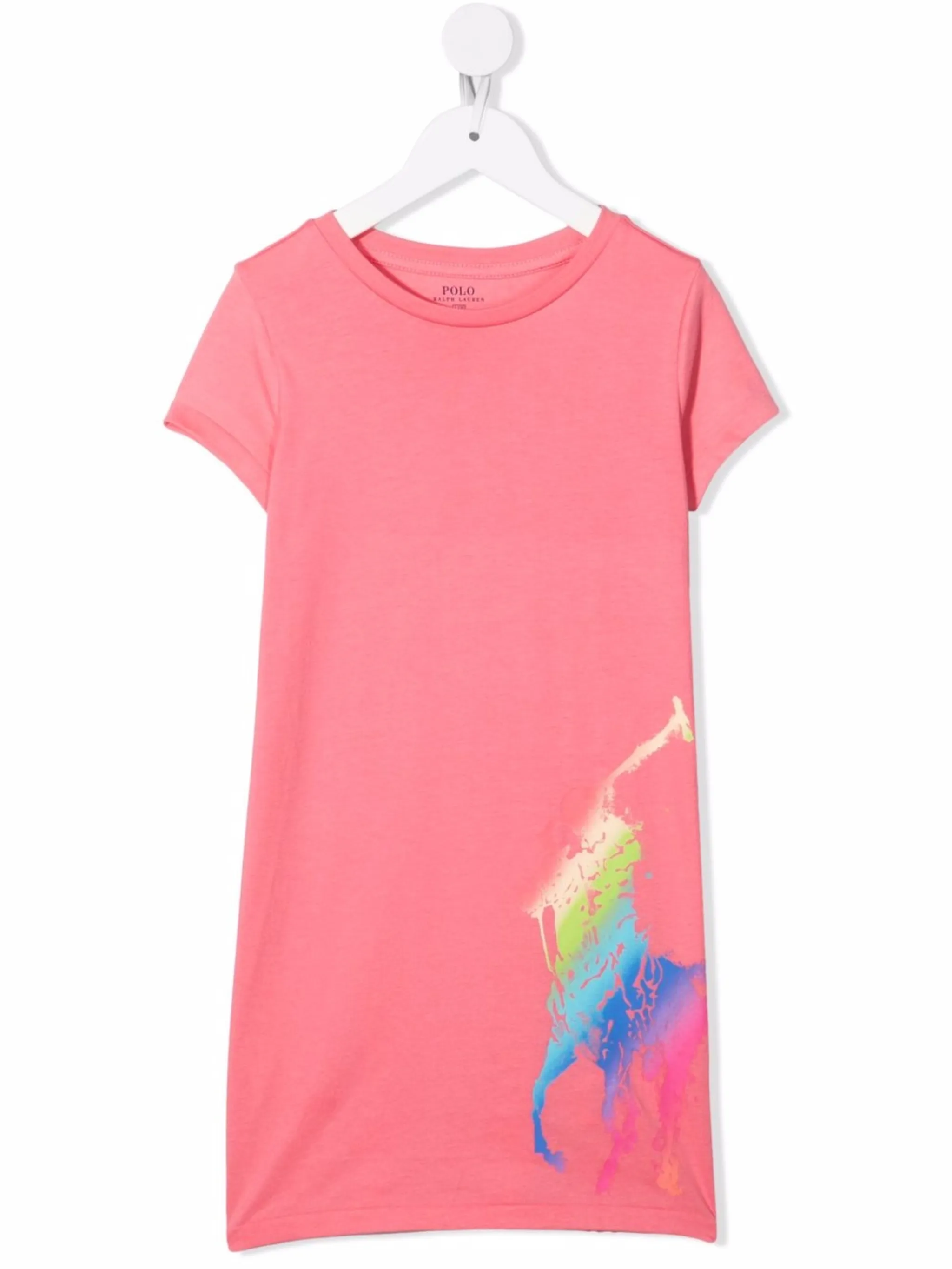 

Платье-футболка с принтом Big Pony Polo Ralph Lauren Kids, розовый