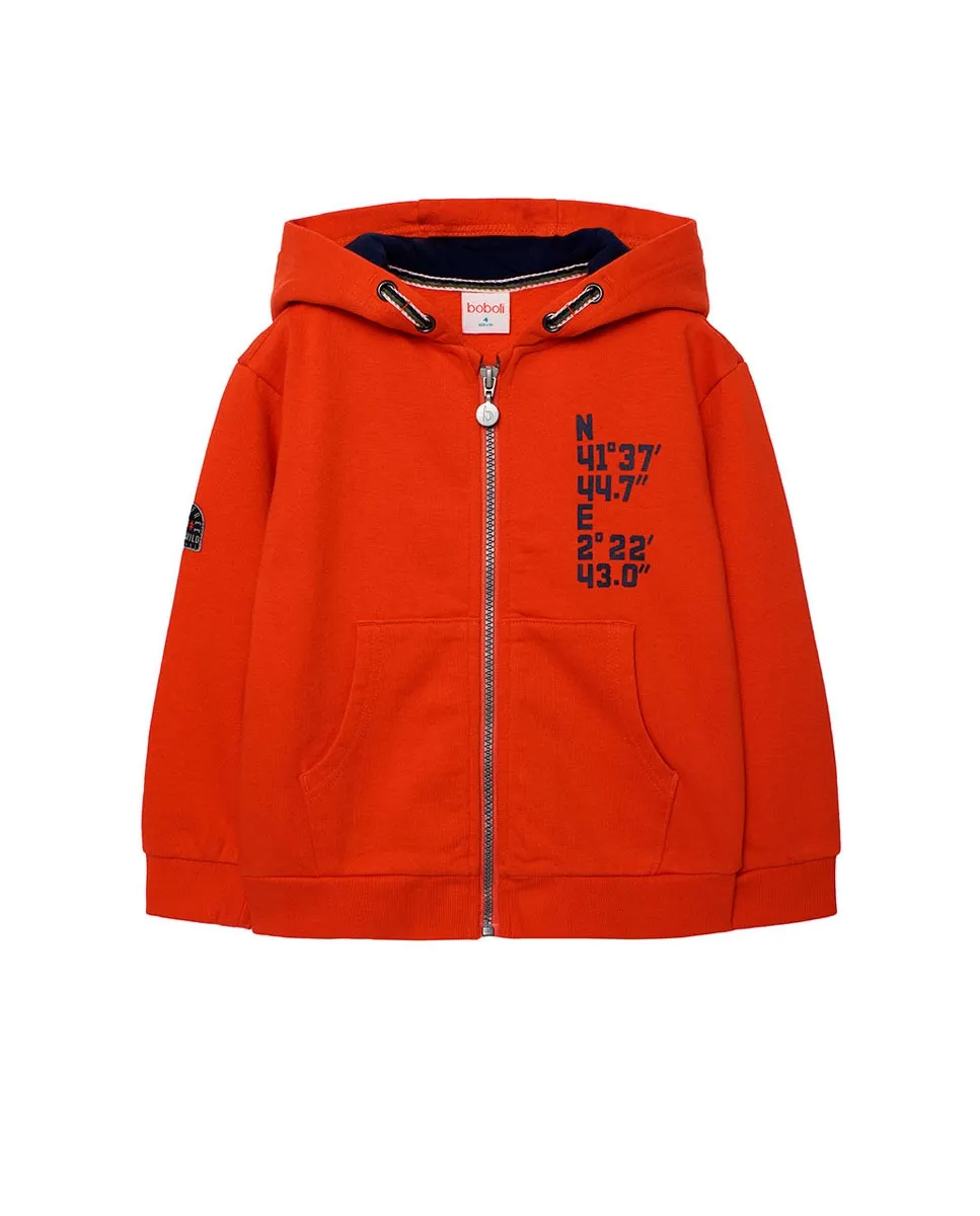 

Детская флисовая куртка с капюшоном и застежкой-молнией Boboli, оранжевый