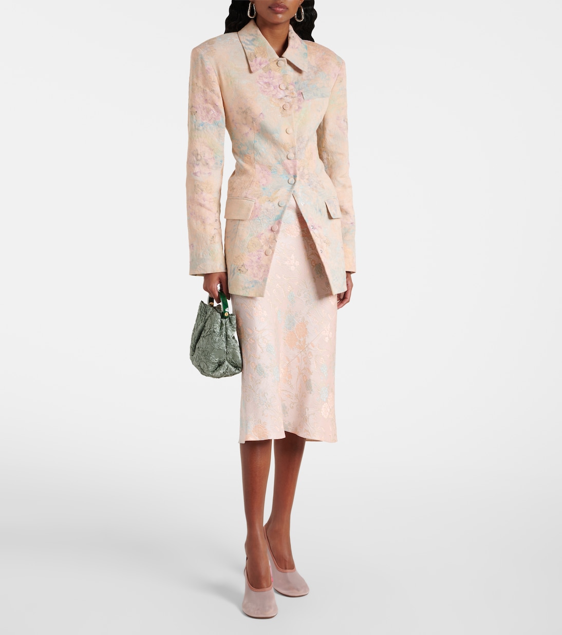Жаккардовый блейзер с цветочным узором из льняной смеси Dries Van Noten, Lpink — фото 2
