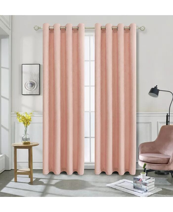 

Шикарные занавески для комнаты из 2 предметов с затемняющими люверсами на верхнем окне Kate Aurora, розовый