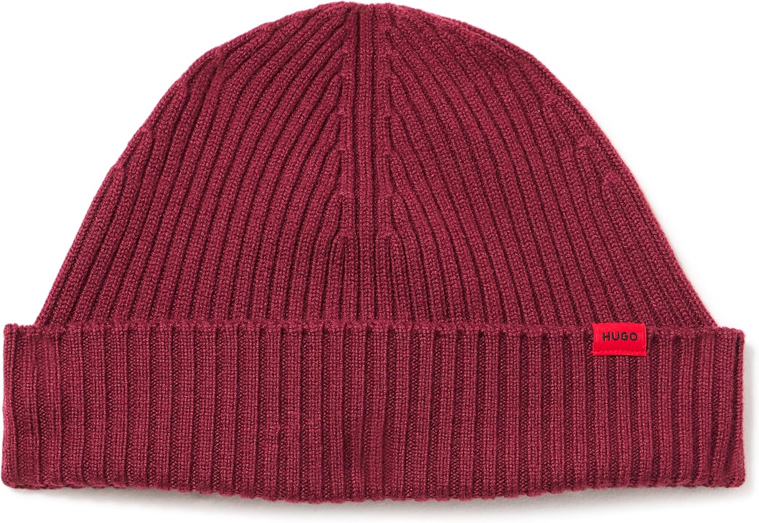 

Мужская шапка-бини HUGO с маленьким логотипом в рубчик, Tawny Port