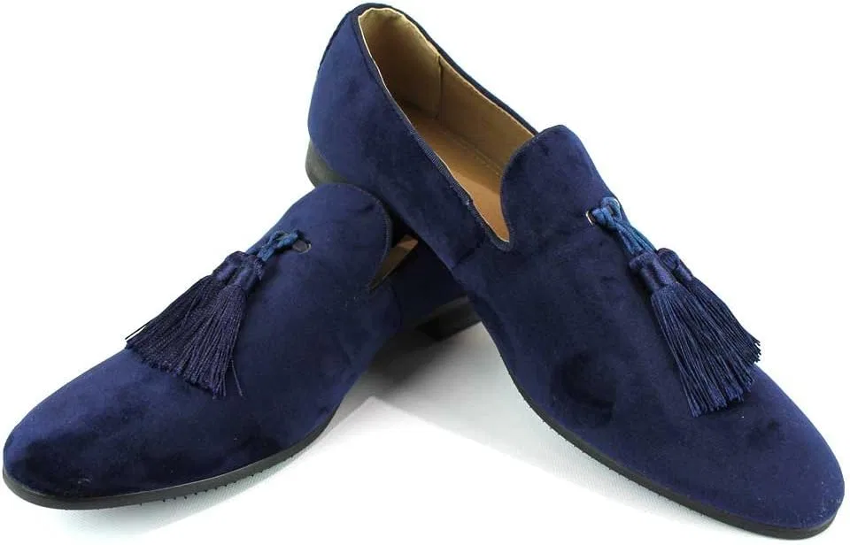 Лоферы мужские AZAR MAN Velvet Slip On Loafer Dress Shoes Tudors, синий с кисточкой