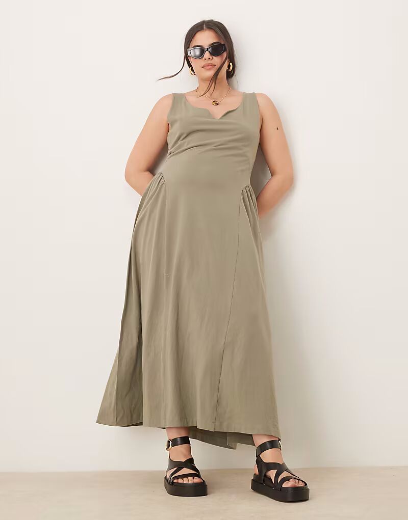 

Платье миди с вырезом сердечком ASOS DESIGN Curve цвета шалфея ASOS Curve