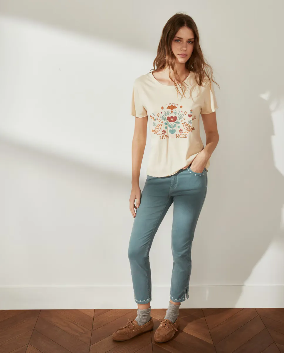 

Вышитые брюки-капри Southern Cotton, зеленый