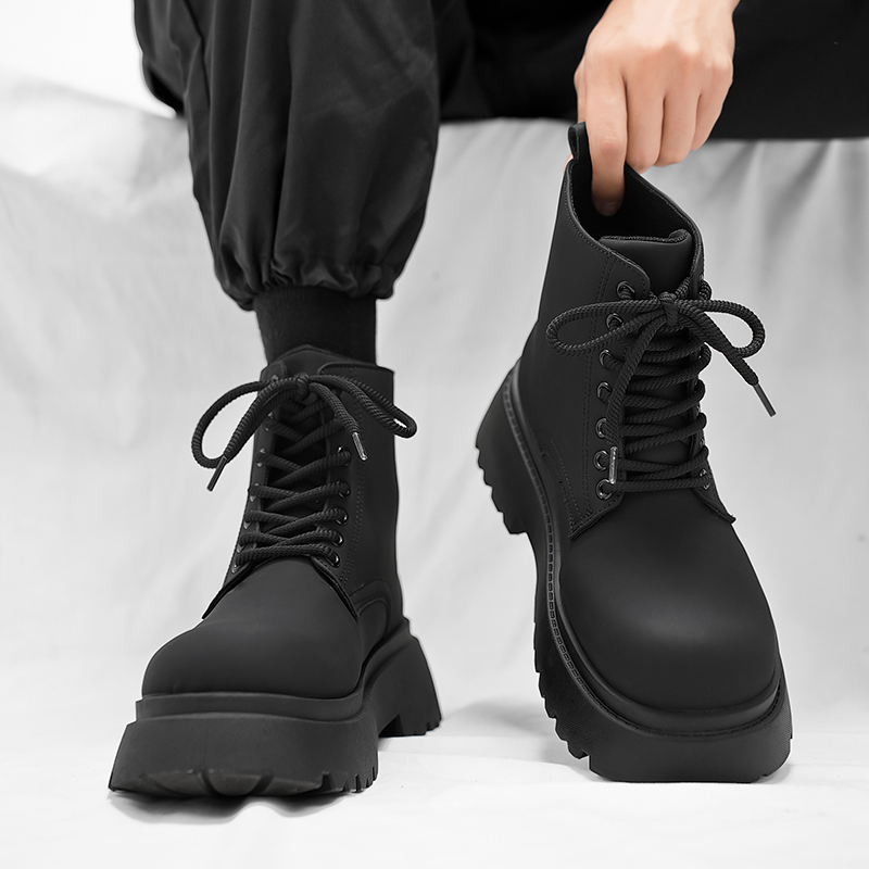 JKEM Черные короткие полусапоги Martin мужские 25 черный, цвет 25 Black — фото 4