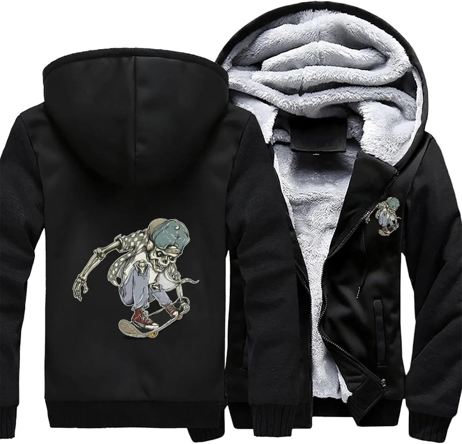 Худи мужское на молнии флисовое Skull Black-style — фото 3