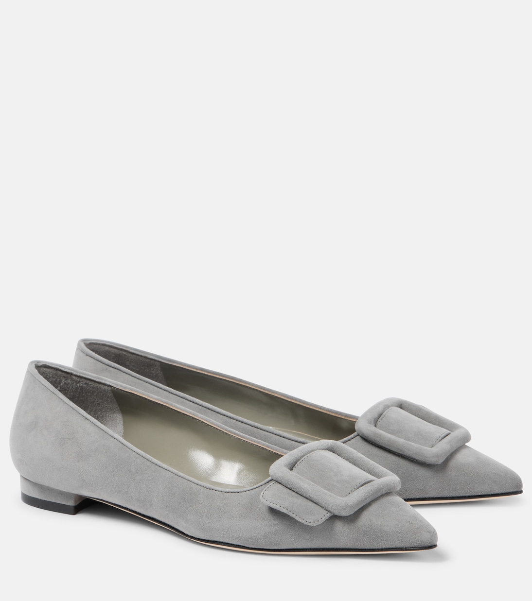Балетки Maysalepumpflat из замши Manolo Blahnik, 0220 Dgry