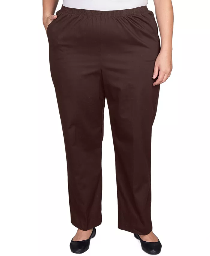 

Женские повседневные брюки средней посадки Plus Size Alfred Dunner, коричневый