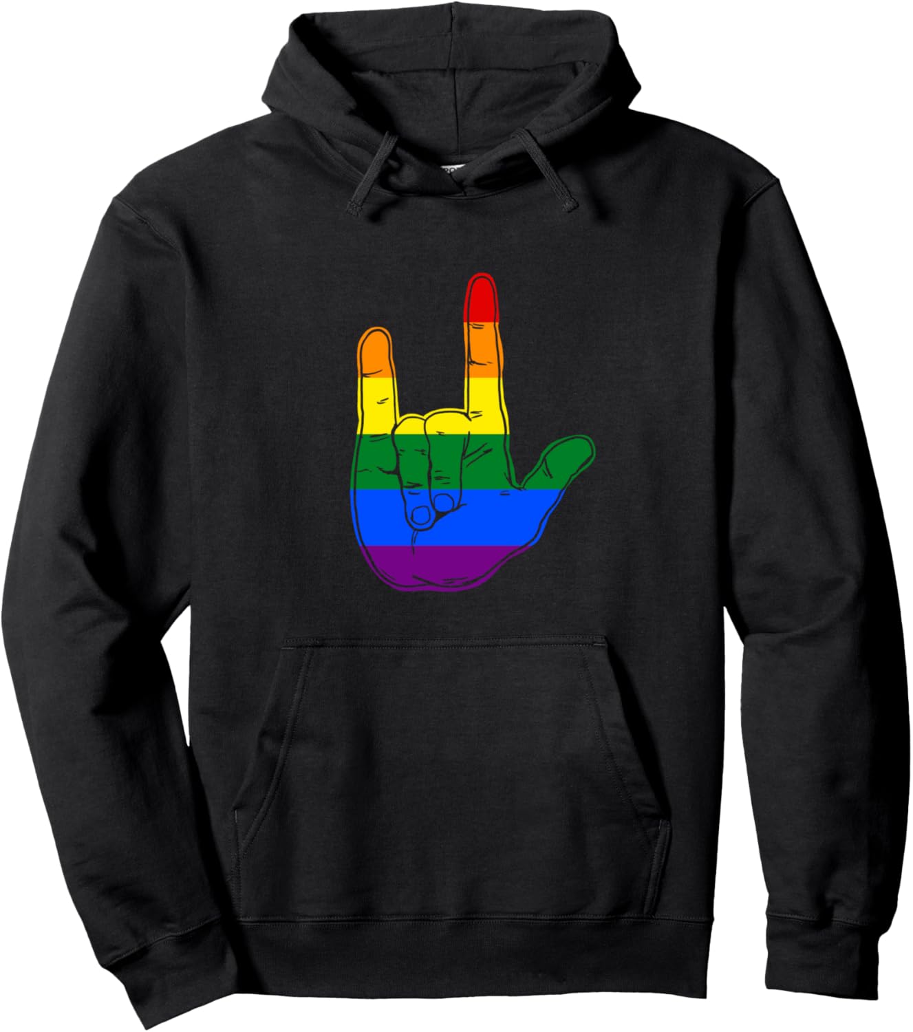 

Толстовка с надписью «Я люблю тебя» на языке жестов, черная Miftees Pride Tees