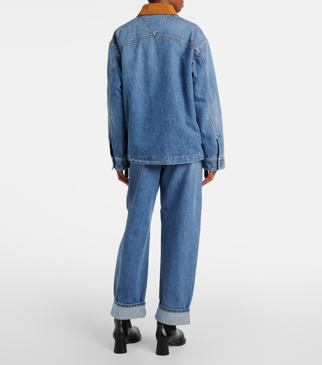 Утепленная джинсовая куртка с замшевой отделкой Bottega Veneta, Mid Blue — фото 3
