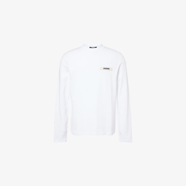 

Хлопковая футболка с длинным рукавом и рубчиком Jacquemus, белый