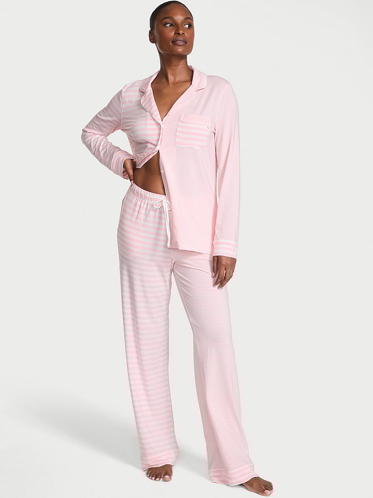 

Мягкий длинный пижамный комплект из модала Victoria'S Secret, modal soft pretty blossom/coconut white yd stripe