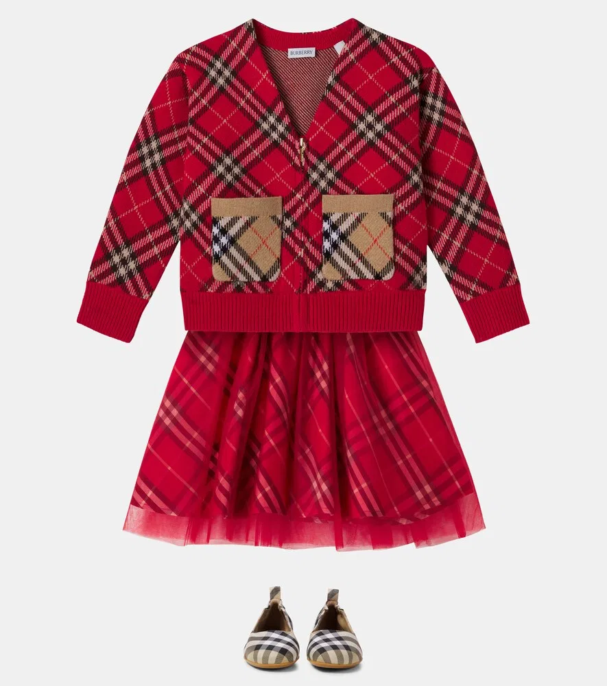 Юбка в клетку Burberry Burberry Kids, красный — фото 2