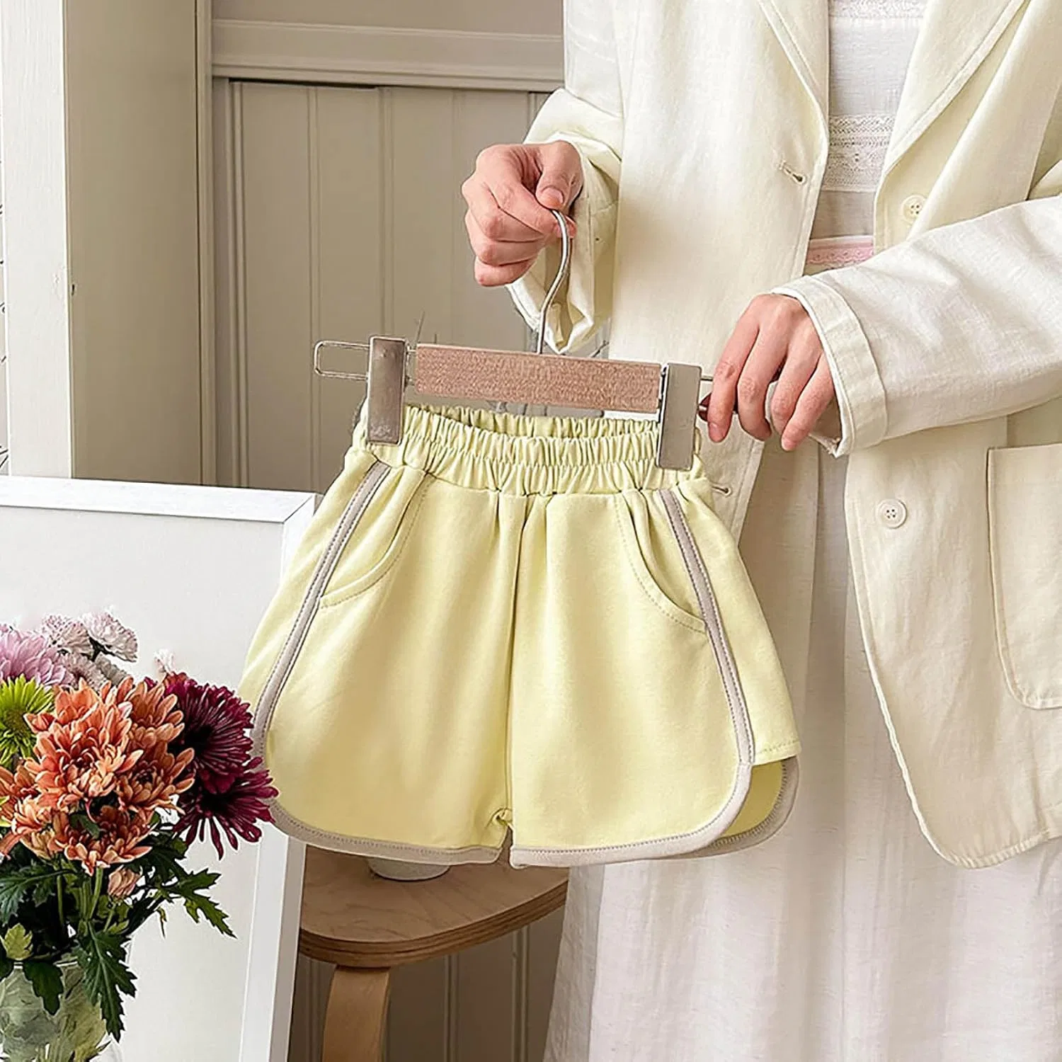 Детские шорты для активного отдыха, легкие, с карманом, Light Yellow, 1T-7T — фото 2
