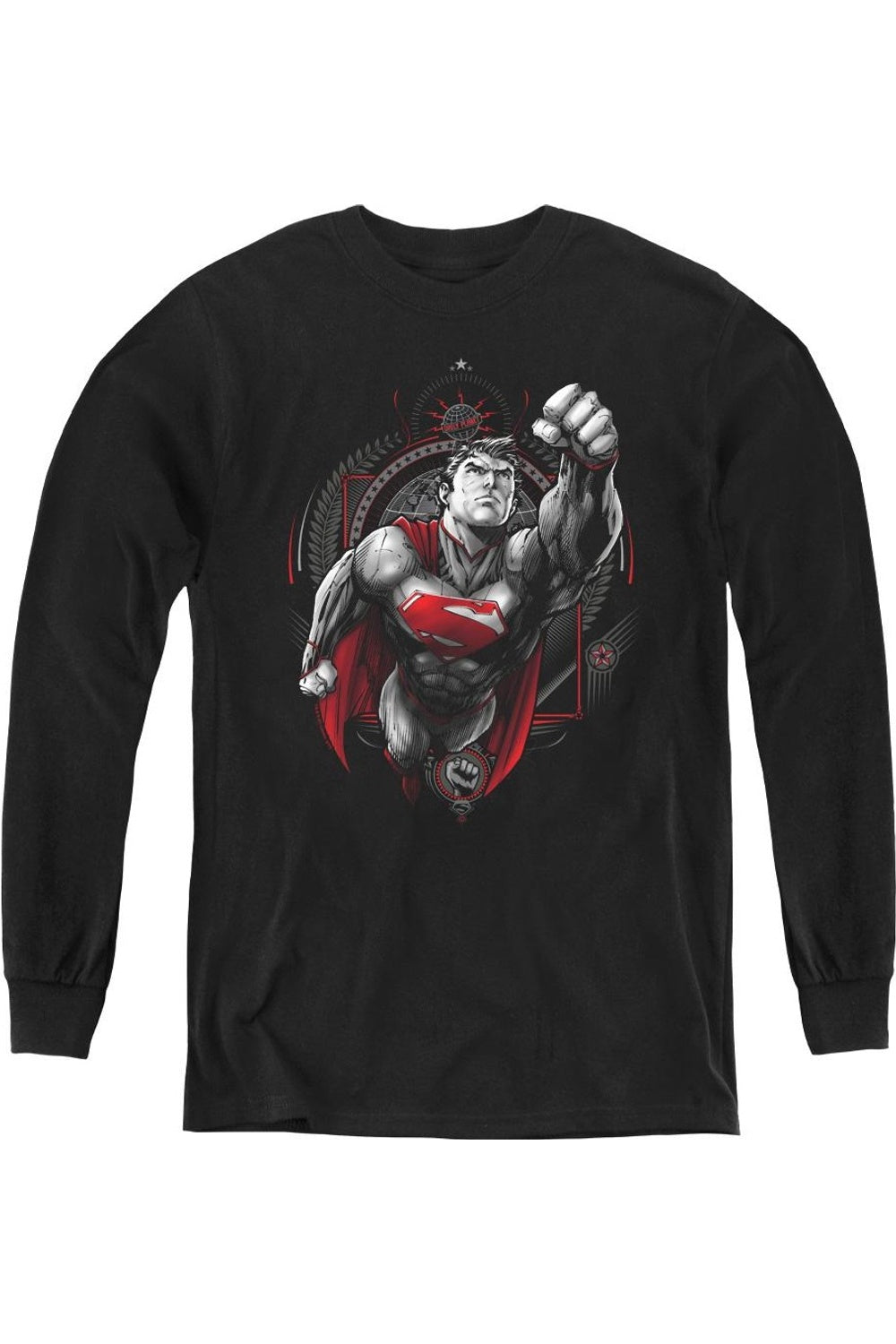 

Футболка с длинным рукавом Superman Youth в стиле пропаганды Gildan, черный