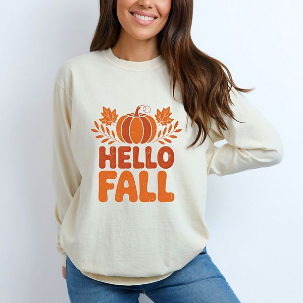 

Hello fall pumpkin - лонгслив с эффектом поношенности и окрашенный в процессе пошива Simply Sage Market, Ivory