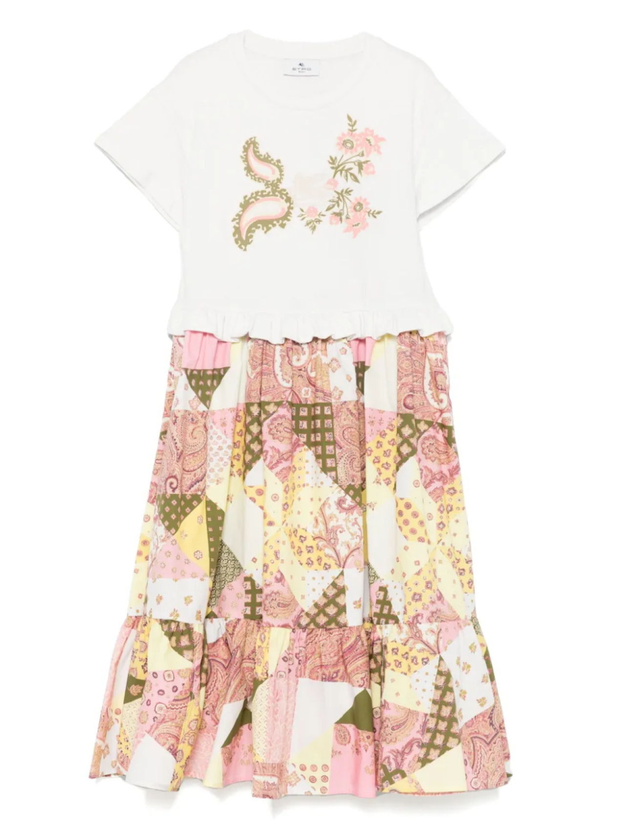 

Платье с принтом в технике пэчворк ETRO KIDS, белый