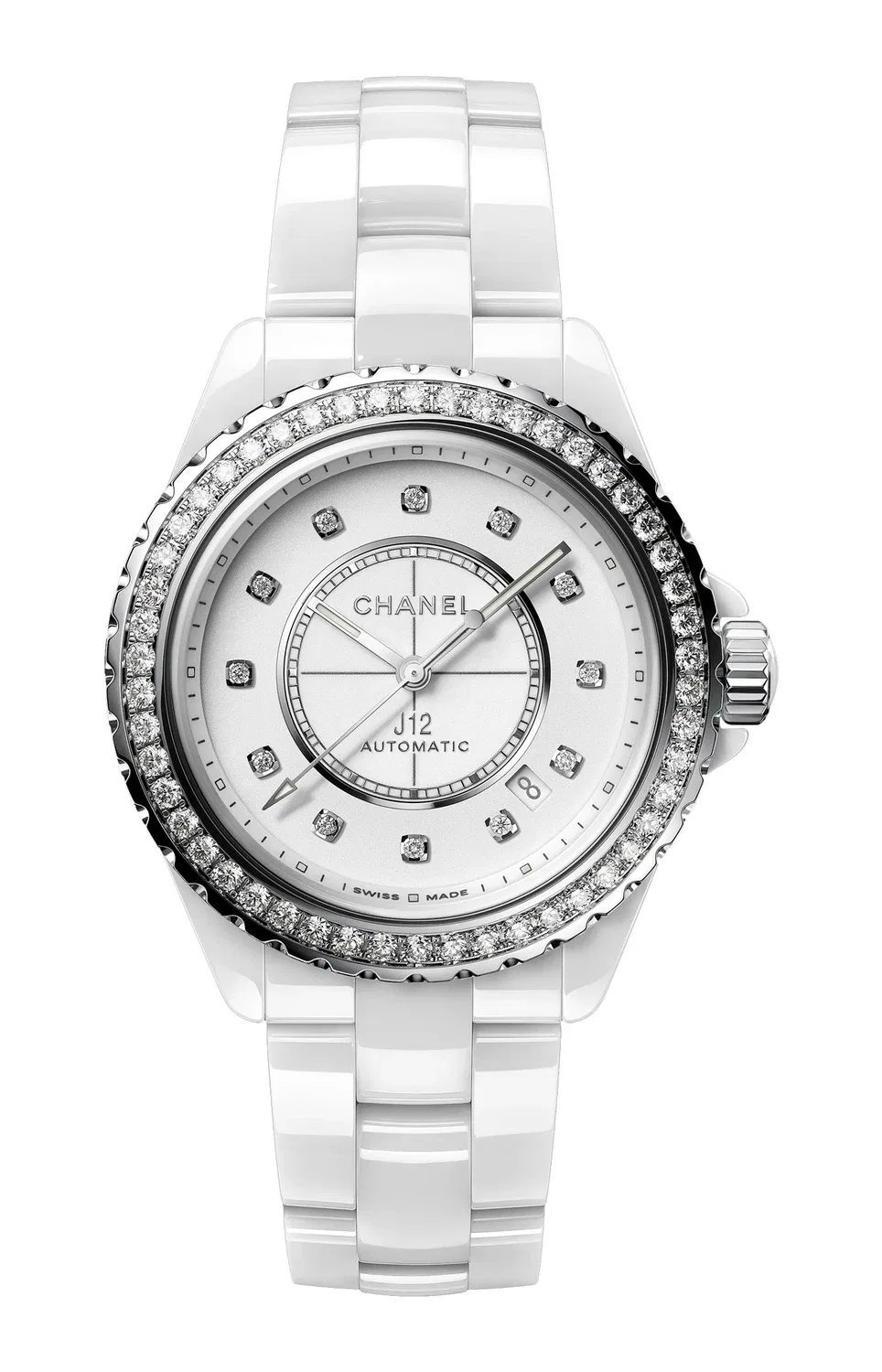 J12 с безелем, украшенным бриллиантами, калибр 12.1, 38 мм - H7189 CHANEL, черный