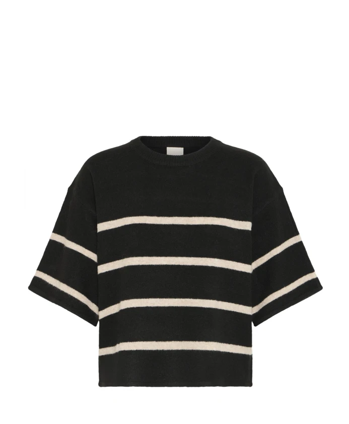 

Вязаный свитер в полоску «Метеорит» из овсянки Ichi, черный