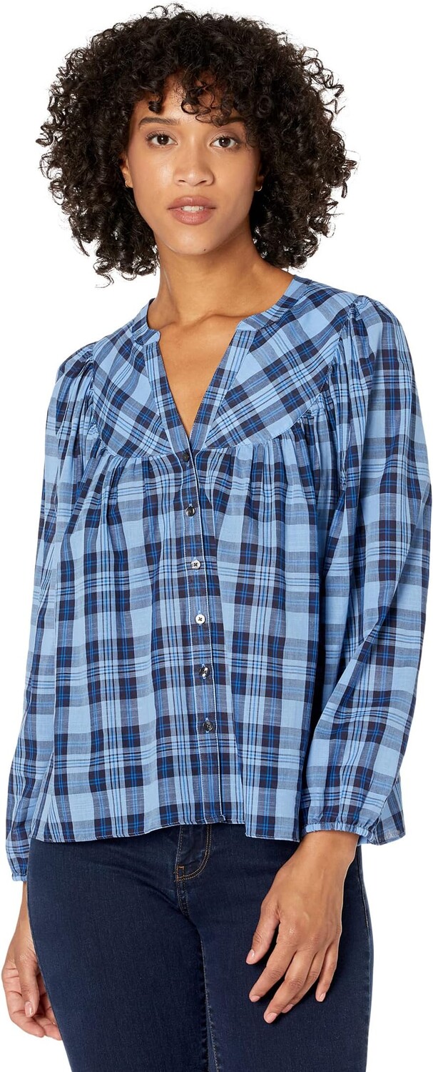 

Топ Draper James Button-Down Top in Angie Plaid, цвет Blue Multi