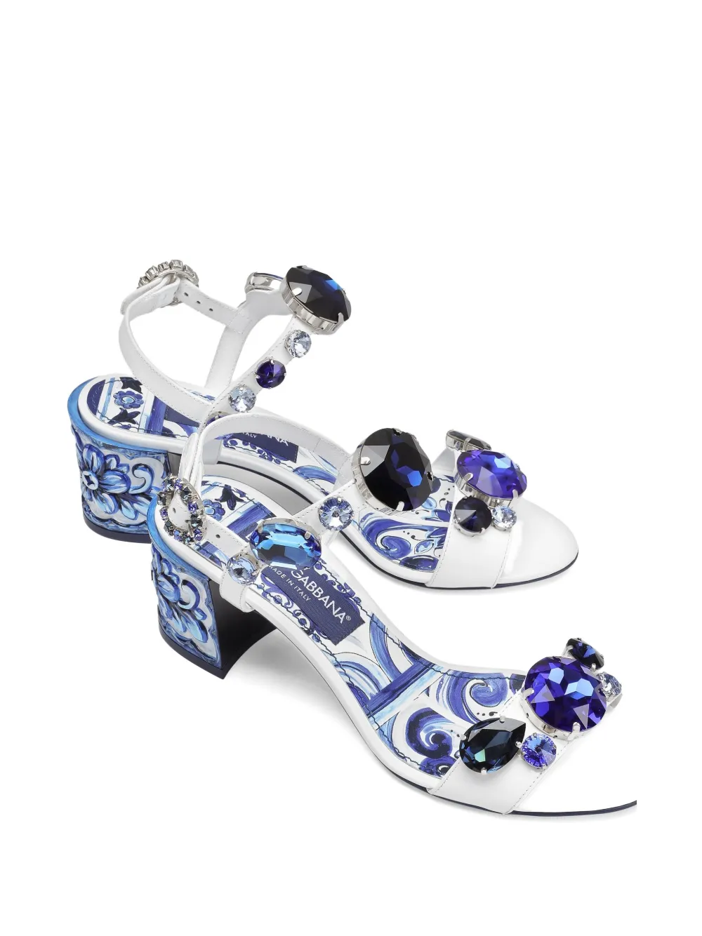Босоножки из кожи на каблуке 60 мм DOLCE & GABBANA, синий — фото 4