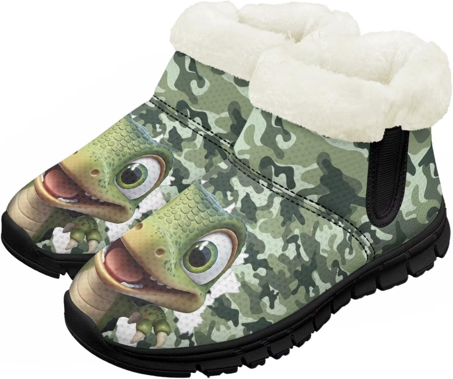 

Детские зимние ботинки Chririnla для мальчиков и девочек, короткие теплые ботиночки с нескользящей подошвой, легкие обувь для холодной погоды, Camouflage Dinosaur