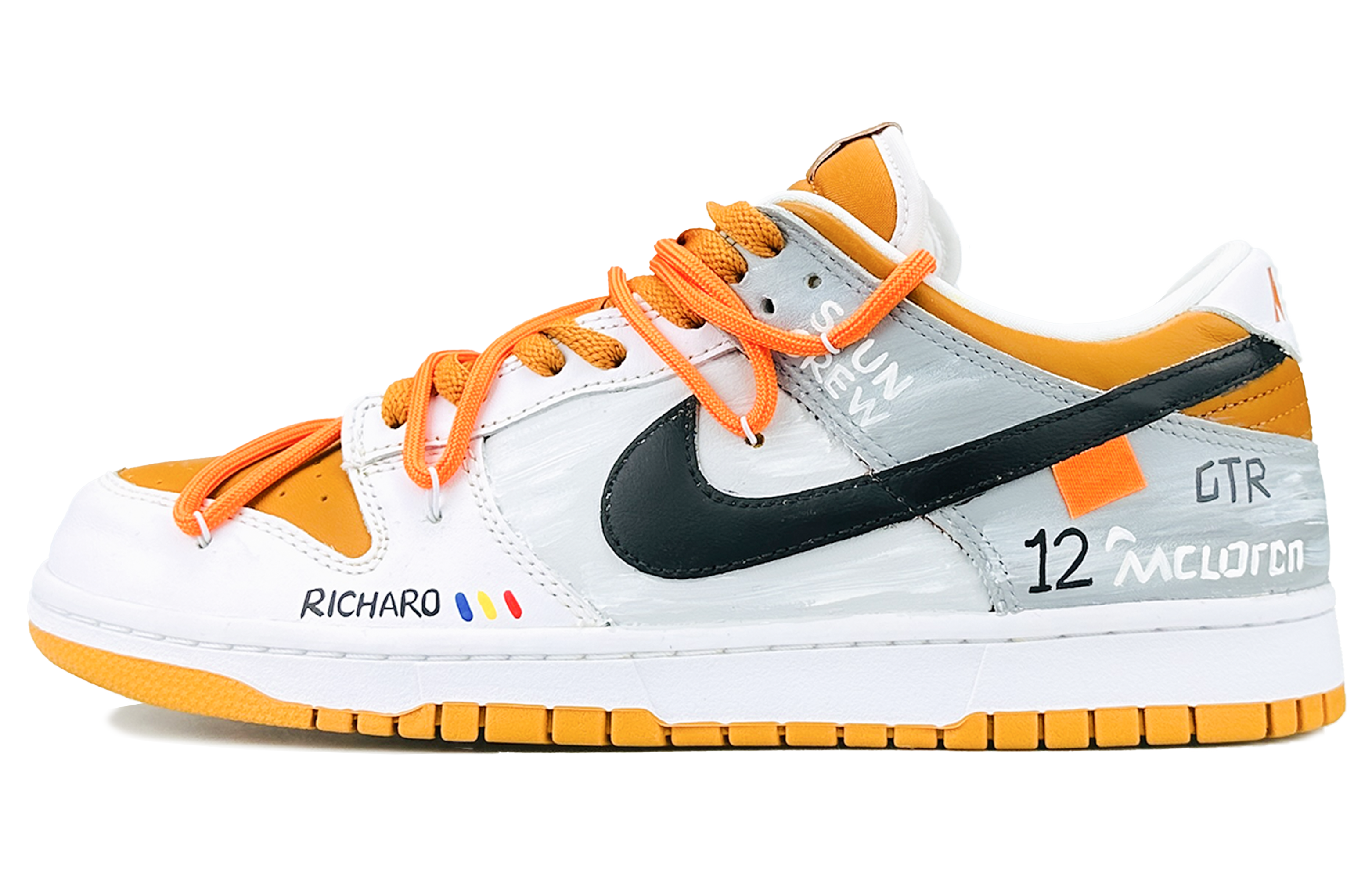 

Nike Кроссовки для скейтбординга Dunk Low Top, мужские, оранжевые, белые, серые