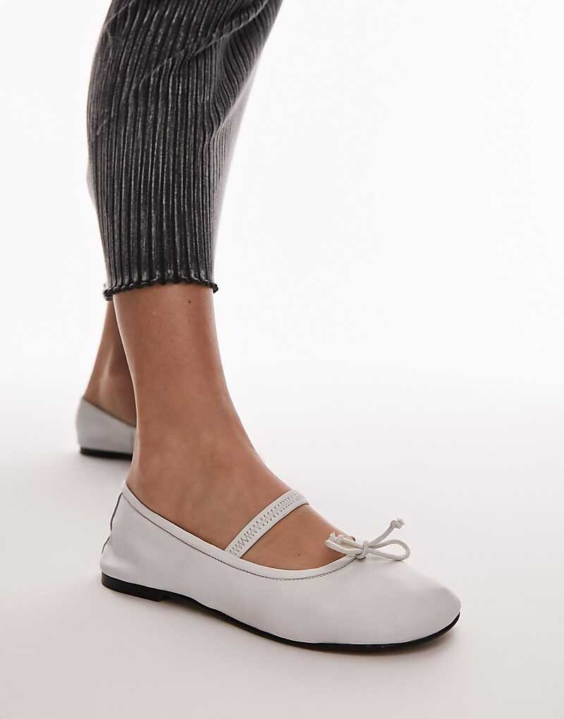 

Topshop – Brooke – Кожаные балетки без подкладки белого цвета =